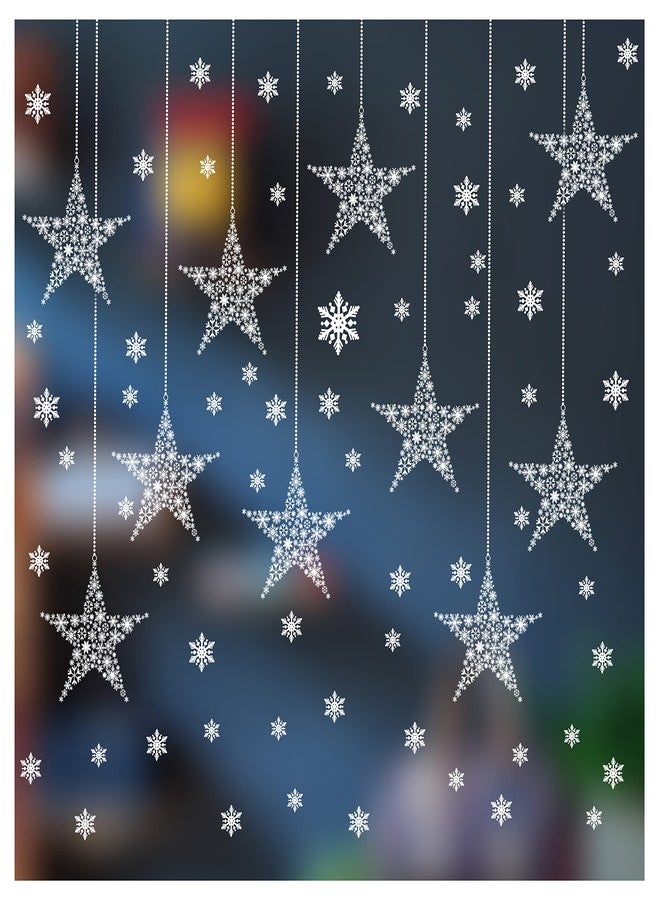 Stickers4 Large 10 x Hanging Christmas Ornament Window Clings with 60 Snowflake Clings in Snowflake Stars Design - Large Christmas Window clings - Image 1